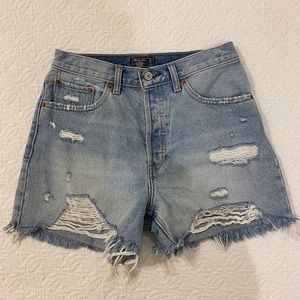 Abercrombie High rise mid length denim shorts